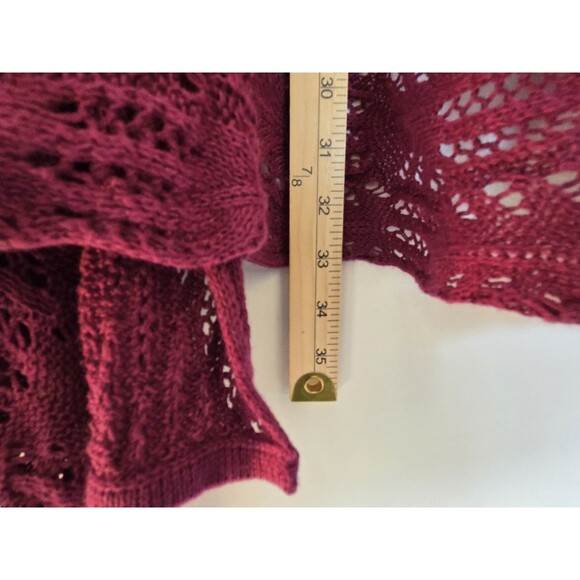 Woman Within Cardigan Womens 2X 26/28 Sweater Purple Crochet Knit Duster Plus - Picture 7 of 9